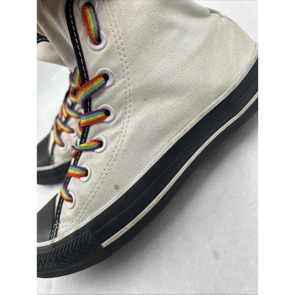 Converse Chucks Pride Sneakers Mens 4 Womens 6 Custom Made Black White Rainbow - Picture 14 of 14